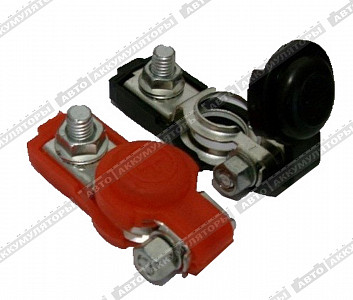 Аккумуляторные клеммы Клеммы "+ -" металл крепление 1 болт ЕВРО (комплект) - фото Аккумуляторные клеммы Клеммы "+ -" металл крепление 1 болт ЕВРО (комплект) - фото