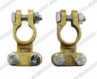 Аккумуляторные клеммы Клеммы "+ -" Латунь Азия (комплект) - фото Аккумуляторные клеммы Клеммы "+ -" Латунь Азия (комплект) - фото