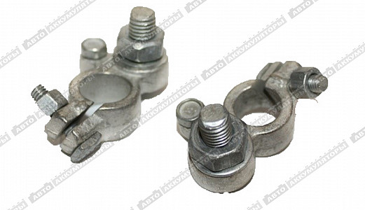 Аккумуляторные клеммы Клеммы "+ -" ЕВРО крепление 1 болт М10, комплект - фото Аккумуляторные клеммы Клеммы "+ -" ЕВРО крепление 1 болт М10, комплект - фото